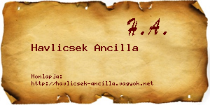 Havlicsek Ancilla névjegykártya